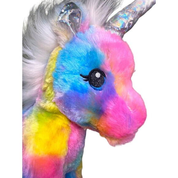 Build a Bear Rainbow Unicorn Tie-Dye Plush 17” Tall Sparkly Metallic Hooves/Horn - Picture 11 of 11